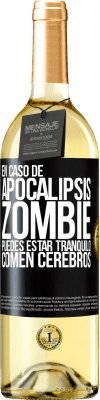 29,95 € Envío gratis | Vino Blanco Edición WHITE En caso de apocalipsis zombie puedes estar tranquilo, comen cerebros Etiqueta Negra. Etiqueta personalizable Vino joven Cosecha 2024 Verdejo