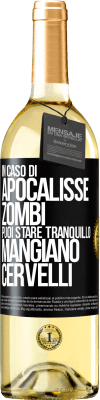 29,95 € Spedizione Gratuita | Vino bianco Edizione WHITE In caso di apocalisse zombi puoi stare tranquillo, mangiano cervelli Etichetta Nera. Etichetta personalizzabile Vino giovane Raccogliere 2023 Verdejo