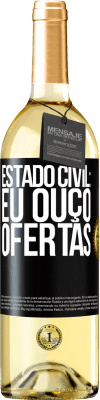 29,95 € Envio grátis | Vinho branco Edição WHITE Estado civil: eu ouço ofertas Etiqueta Preta. Etiqueta personalizável Vinho jovem Colheita 2024 Verdejo