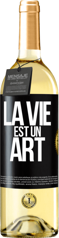 29,95 € Envoi gratuit | Vin blanc Édition WHITE La vie est un art Étiquette Noire. Étiquette personnalisable Vin jeune Récolte 2024 Verdejo