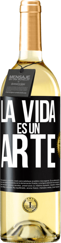 29,95 € Envío gratis | Vino Blanco Edición WHITE La vida es un arte Etiqueta Negra. Etiqueta personalizable Vino joven Cosecha 2024 Verdejo