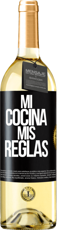 29,95 € Envío gratis | Vino Blanco Edición WHITE Mi cocina, mis reglas Etiqueta Negra. Etiqueta personalizable Vino joven Cosecha 2025 Verdejo