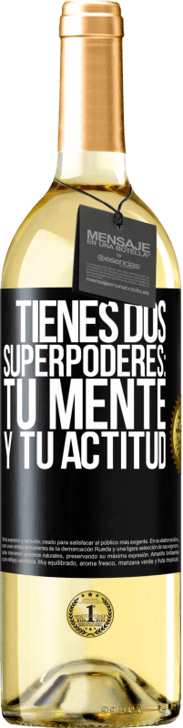 29,95 € Envío gratis | Vino Blanco Edición WHITE Tienes dos superpoderes: Tu mente y tu actitud Etiqueta Negra. Etiqueta personalizable Vino joven Cosecha 2024 Verdejo