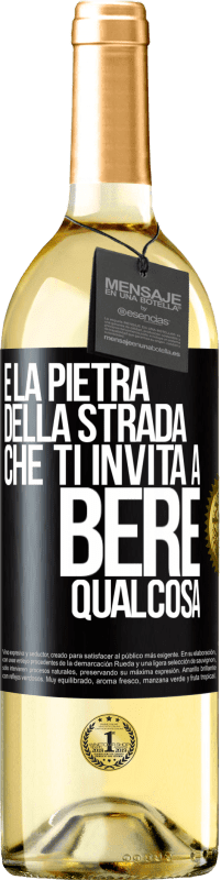 29,95 € Spedizione Gratuita | Vino bianco Edizione WHITE E la pietra della strada che ti invita a bere qualcosa Etichetta Nera. Etichetta personalizzabile Vino giovane Raccogliere 2023 Verdejo