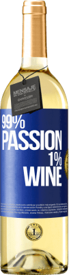 29,95 € Spedizione Gratuita | Vino bianco Edizione WHITE 99% passion, 1% wine Etichetta Blu. Etichetta personalizzabile Vino giovane Raccogliere 2024 Verdejo