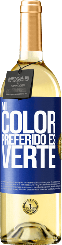 29,95 € Envio grátis | Vinho branco Edição WHITE Mi color preferido es: verte Etiqueta Azul. Etiqueta personalizável Vinho jovem Colheita 2023 Verdejo