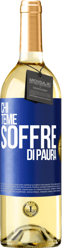 29,95 € Spedizione Gratuita | Vino bianco Edizione WHITE Chi teme, soffre di paura Etichetta Blu. Etichetta personalizzabile Vino giovane Raccogliere 2024 Verdejo