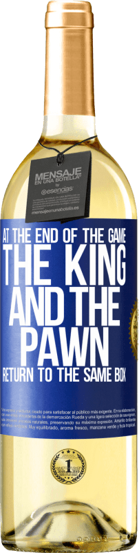 29,95 € Бесплатная доставка | Белое вино Издание WHITE В конце игры король и пешка возвращаются в одну и ту же коробку Синяя метка. Настраиваемая этикетка Молодое вино Урожай 2023 Verdejo