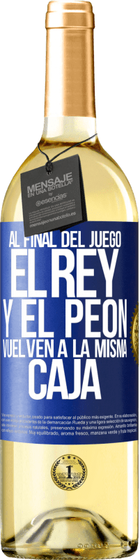 29,95 € Envío gratis | Vino Blanco Edición WHITE Al final del juego, el rey y el peón vuelven a la misma caja Etiqueta Azul. Etiqueta personalizable Vino joven Cosecha 2024 Verdejo