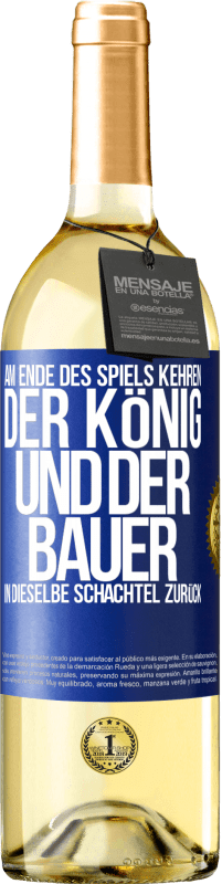 29,95 € Kostenloser Versand | Weißwein WHITE Ausgabe Am Ende des Spiels kehren der König und der Bauer in dieselbe Schachtel zurück Blaue Markierung. Anpassbares Etikett Junger Wein Ernte 2024 Verdejo