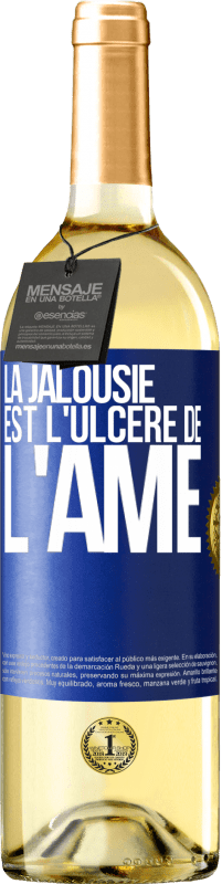 29,95 € Envoi gratuit | Vin blanc Édition WHITE La jalousie est l'ulcère de l'âme Étiquette Bleue. Étiquette personnalisable Vin jeune Récolte 2023 Verdejo