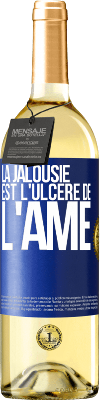 29,95 € Envoi gratuit | Vin blanc Édition WHITE La jalousie est l'ulcère de l'âme Étiquette Bleue. Étiquette personnalisable Vin jeune Récolte 2024 Verdejo