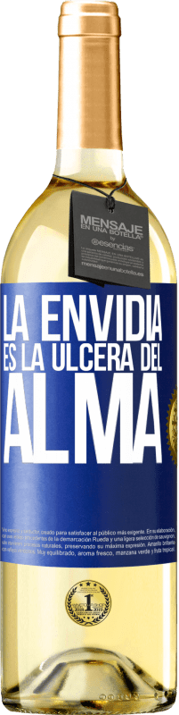 29,95 € Envío gratis | Vino Blanco Edición WHITE La envidia es la úlcera del alma Etiqueta Azul. Etiqueta personalizable Vino joven Cosecha 2023 Verdejo