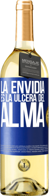 29,95 € Envío gratis | Vino Blanco Edición WHITE La envidia es la úlcera del alma Etiqueta Azul. Etiqueta personalizable Vino joven Cosecha 2024 Verdejo