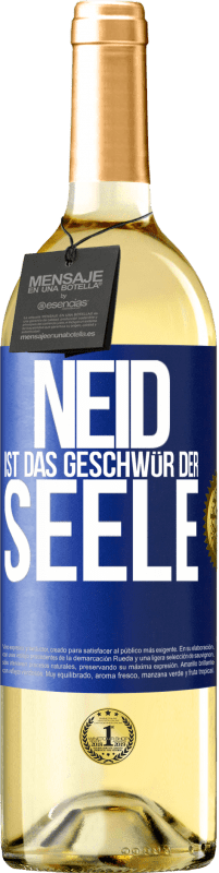 29,95 € Kostenloser Versand | Weißwein WHITE Ausgabe Neid ist das Geschwür der Seele Blaue Markierung. Anpassbares Etikett Junger Wein Ernte 2024 Verdejo