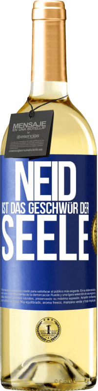 29,95 € Kostenloser Versand | Weißwein WHITE Ausgabe Neid ist das Geschwür der Seele Blaue Markierung. Anpassbares Etikett Junger Wein Ernte 2025 Verdejo
