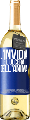 29,95 € Spedizione Gratuita | Vino bianco Edizione WHITE L'invidia è l'ulcera dell'anima Etichetta Blu. Etichetta personalizzabile Vino giovane Raccogliere 2025 Verdejo