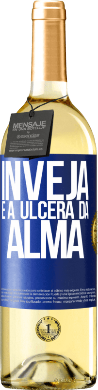 29,95 € Envio grátis | Vinho branco Edição WHITE Inveja é a úlcera da alma Etiqueta Azul. Etiqueta personalizável Vinho jovem Colheita 2025 Verdejo