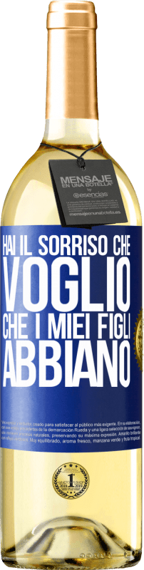 29,95 € Spedizione Gratuita | Vino bianco Edizione WHITE Hai il sorriso che voglio che i miei figli abbiano Etichetta Blu. Etichetta personalizzabile Vino giovane Raccogliere 2024 Verdejo