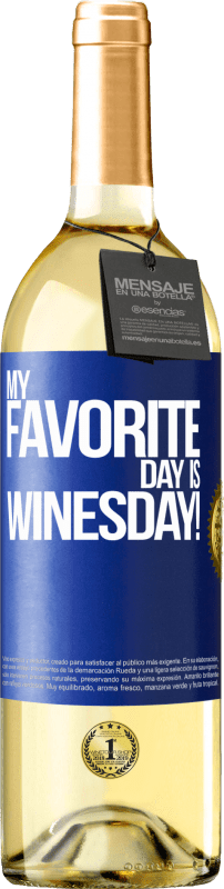 29,95 € Kostenloser Versand | Weißwein WHITE Ausgabe My favorite day is winesday! Blaue Markierung. Anpassbares Etikett Junger Wein Ernte 2023 Verdejo