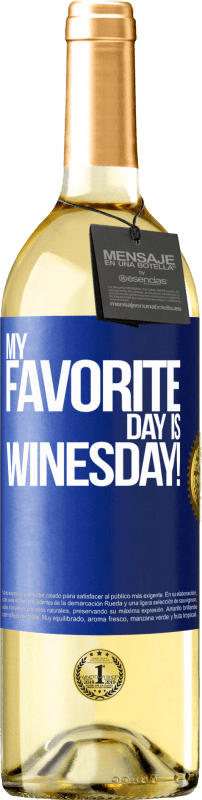29,95 € Kostenloser Versand | Weißwein WHITE Ausgabe My favorite day is winesday! Blaue Markierung. Anpassbares Etikett Junger Wein Ernte 2025 Verdejo