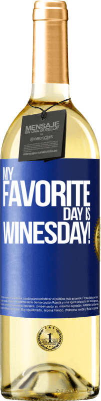 29,95 € Spedizione Gratuita | Vino bianco Edizione WHITE My favorite day is winesday! Etichetta Blu. Etichetta personalizzabile Vino giovane Raccogliere 2023 Verdejo