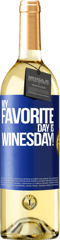 29,95 € Envio grátis | Vinho branco Edição WHITE My favorite day is winesday! Etiqueta Azul. Etiqueta personalizável Vinho jovem Colheita 2023 Verdejo