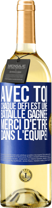 29,95 € Envoi gratuit | Vin blanc Édition WHITE Avec toi chaque défi est une bataille gagnée. Merci d'être dans l'équipe! Étiquette Bleue. Étiquette personnalisable Vin jeune Récolte 2024 Verdejo