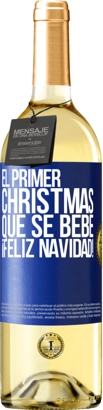 29,95 € Envío gratis | Vino Blanco Edición WHITE El primer christmas que se bebe. Feliz navidad! Etiqueta Azul. Etiqueta personalizable Vino joven Cosecha 2023 Verdejo