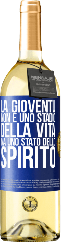 29,95 € Spedizione Gratuita | Vino bianco Edizione WHITE La gioventù non è uno stadio della vita, ma uno stato dello spirito Etichetta Blu. Etichetta personalizzabile Vino giovane Raccogliere 2024 Verdejo