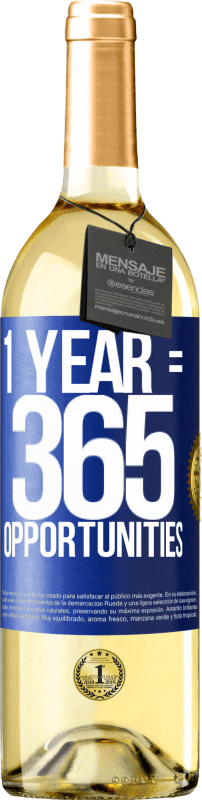 29,95 € Бесплатная доставка | Белое вино Издание WHITE 1 year 365 opportunities Синяя метка. Настраиваемая этикетка Молодое вино Урожай 2023 Verdejo