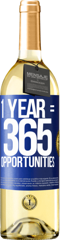 29,95 € Envio grátis | Vinho branco Edição WHITE 1 year 365 opportunities Etiqueta Azul. Etiqueta personalizável Vinho jovem Colheita 2024 Verdejo