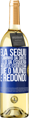 29,95 € Envio grátis | Vinho branco Edição WHITE Ela seguiu o caminho da direita, ele, o da esquerda. Mas eles esqueceram que o mundo é redondo Etiqueta Azul. Etiqueta personalizável Vinho jovem Colheita 2024 Verdejo