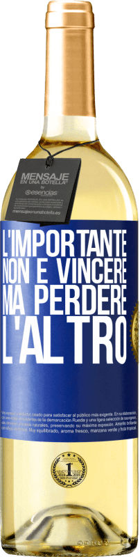 29,95 € Spedizione Gratuita | Vino bianco Edizione WHITE L'importante non è vincere, ma perdere l'altro Etichetta Blu. Etichetta personalizzabile Vino giovane Raccogliere 2024 Verdejo