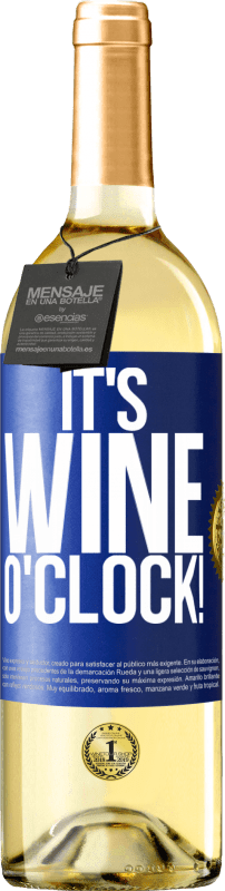 29,95 € Kostenloser Versand | Weißwein WHITE Ausgabe It's wine o'clock! Blaue Markierung. Anpassbares Etikett Junger Wein Ernte 2023 Verdejo