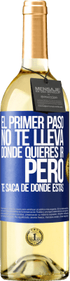 29,95 € Envío gratis | Vino Blanco Edición WHITE El primer paso no te lleva donde quieres ir, pero te saca de donde estás Etiqueta Azul. Etiqueta personalizable Vino joven Cosecha 2024 Verdejo