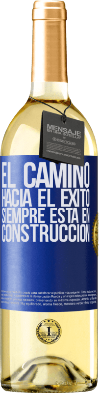 29,95 € Envío gratis | Vino Blanco Edición WHITE El camino hacia el éxito siempre está en construcción Etiqueta Azul. Etiqueta personalizable Vino joven Cosecha 2023 Verdejo