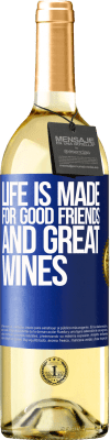 29,95 € 送料無料 | 白ワイン WHITEエディション 良い友達と素晴らしいワインのために人生が作られます 青いタグ. カスタマイズ可能なラベル 若いワイン 収穫 2025 Verdejo