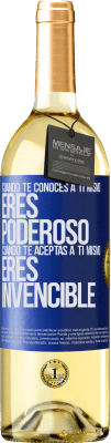 29,95 € Envío gratis | Vino Blanco Edición WHITE Cuando te conoces a ti mismo, eres poderoso. Cuando te aceptas a ti mismo, eres invencible Etiqueta Azul. Etiqueta personalizable Vino joven Cosecha 2024 Verdejo