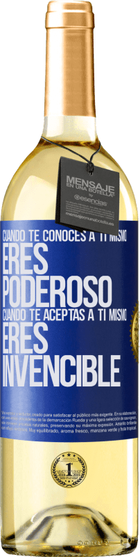 29,95 € Envío gratis | Vino Blanco Edición WHITE Cuando te conoces a ti mismo, eres poderoso. Cuando te aceptas a ti mismo, eres invencible Etiqueta Azul. Etiqueta personalizable Vino joven Cosecha 2025 Verdejo