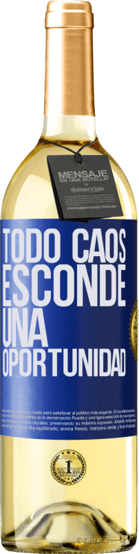 29,95 € Envío gratis | Vino Blanco Edición WHITE Todo caos esconde una oportunidad Etiqueta Azul. Etiqueta personalizable Vino joven Cosecha 2023 Verdejo