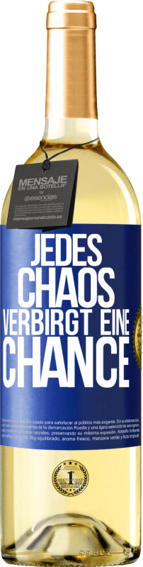 29,95 € Kostenloser Versand | Weißwein WHITE Ausgabe Jedes Chaos verbirgt eine Chance Blaue Markierung. Anpassbares Etikett Junger Wein Ernte 2023 Verdejo