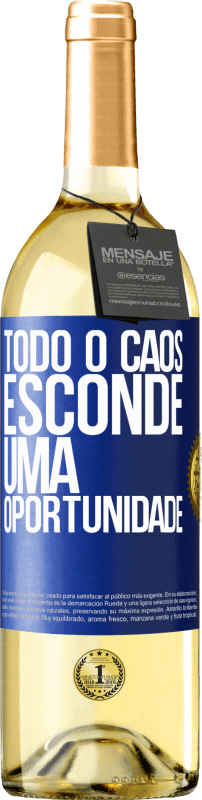 29,95 € Envio grátis | Vinho branco Edição WHITE Todo o caos esconde uma oportunidade Etiqueta Azul. Etiqueta personalizável Vinho jovem Colheita 2025 Verdejo