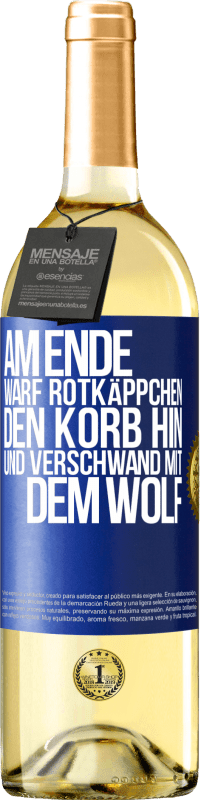 29,95 € Kostenloser Versand | Weißwein WHITE Ausgabe Am Ende warf Rotkäppchen den Korb hin und verschwand mit dem Wolf Blaue Markierung. Anpassbares Etikett Junger Wein Ernte 2024 Verdejo