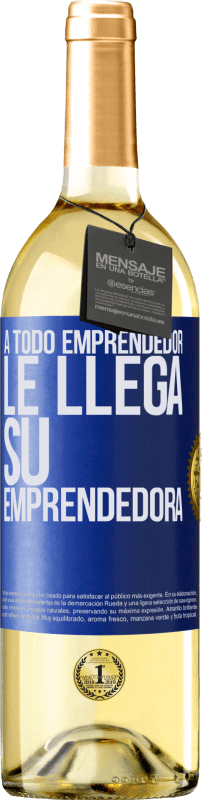 29,95 € Envío gratis | Vino Blanco Edición WHITE A todo emprendedor le llega su emprendedora Etiqueta Azul. Etiqueta personalizable Vino joven Cosecha 2024 Verdejo