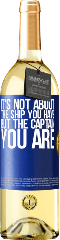 29,95 € Бесплатная доставка | Белое вино Издание WHITE Дело не в корабле, а в капитане Синяя метка. Настраиваемая этикетка Молодое вино Урожай 2023 Verdejo