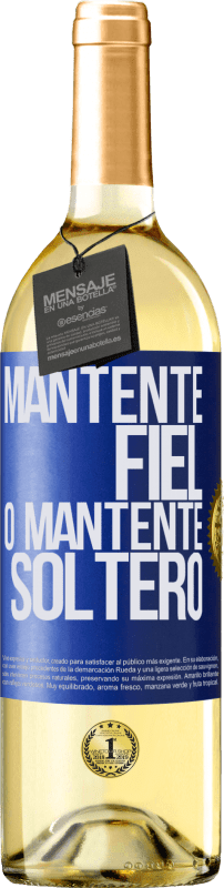 29,95 € Envío gratis | Vino Blanco Edición WHITE Mantente fiel, o mantente soltero Etiqueta Azul. Etiqueta personalizable Vino joven Cosecha 2024 Verdejo