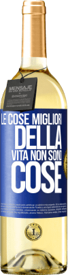 29,95 € Spedizione Gratuita | Vino bianco Edizione WHITE Le cose migliori della vita non sono cose Etichetta Blu. Etichetta personalizzabile Vino giovane Raccogliere 2023 Verdejo