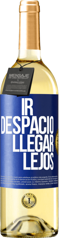 29,95 € Envío gratis | Vino Blanco Edición WHITE Ir despacio. Llegar lejos Etiqueta Azul. Etiqueta personalizable Vino joven Cosecha 2024 Verdejo