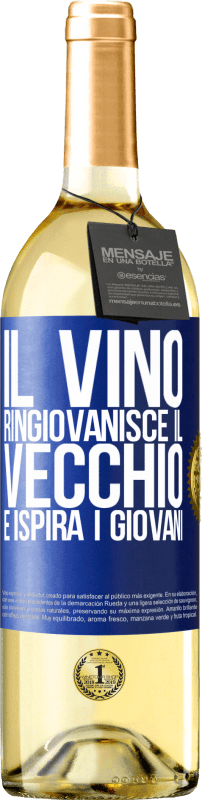 29,95 € Spedizione Gratuita | Vino bianco Edizione WHITE Il vino ringiovanisce il vecchio e ispira i giovani Etichetta Blu. Etichetta personalizzabile Vino giovane Raccogliere 2023 Verdejo